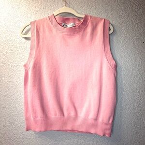Zara Sleeveless Sweater Vest – Pink